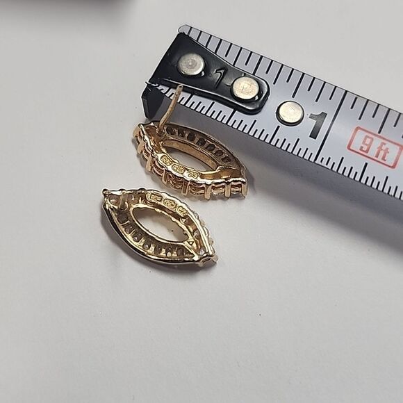 Sterling Silver Earrings With Gold Tone Overlay Cubic Zirconia - Picture 5 of 5